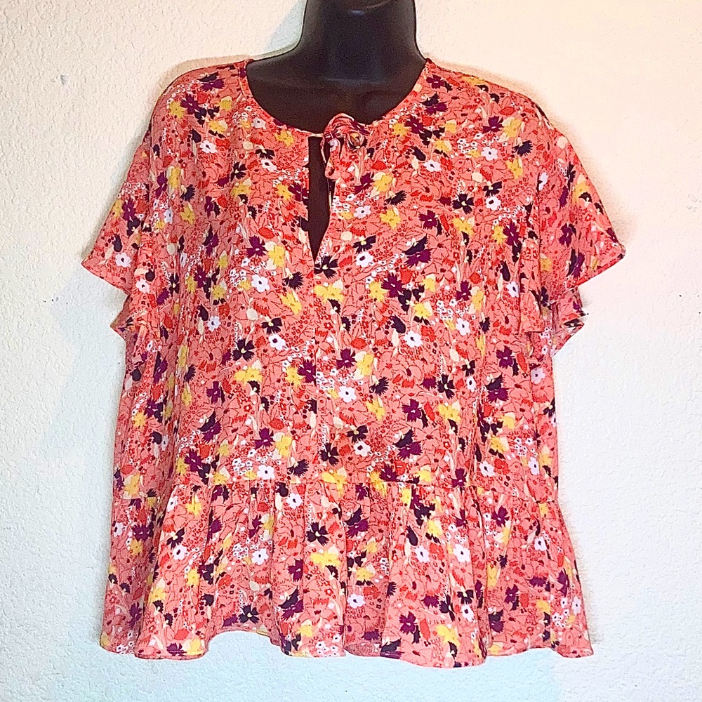 Gap Floral Peplum Blouse Sz Large